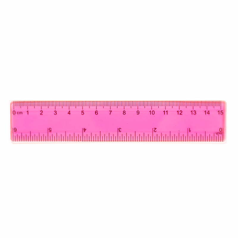 Plastic Transparent Straight Ruler Flexible Shatter Resistant 6" X 1.2"