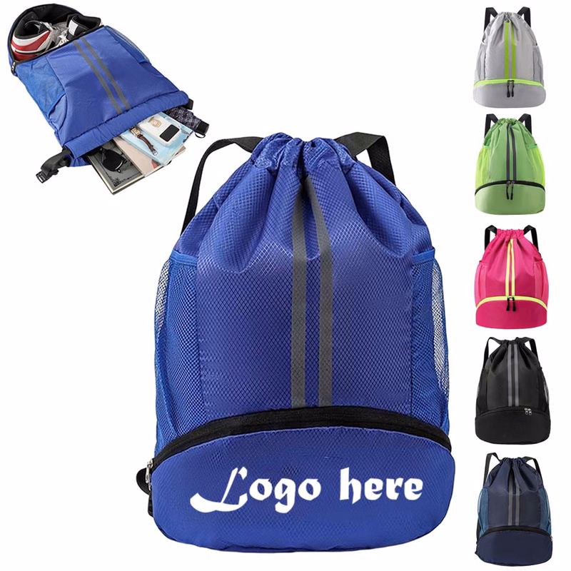 String Swim Gym Bag with Shoes Compartment