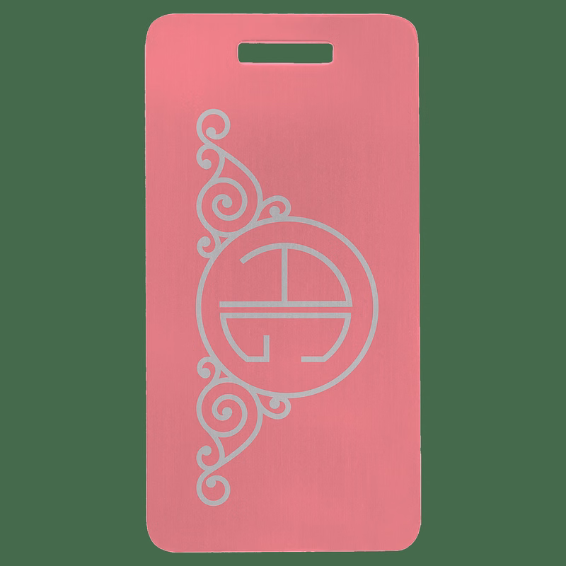 3 7/8" x 2" Pink Anodized Aluminum Luggage Tag