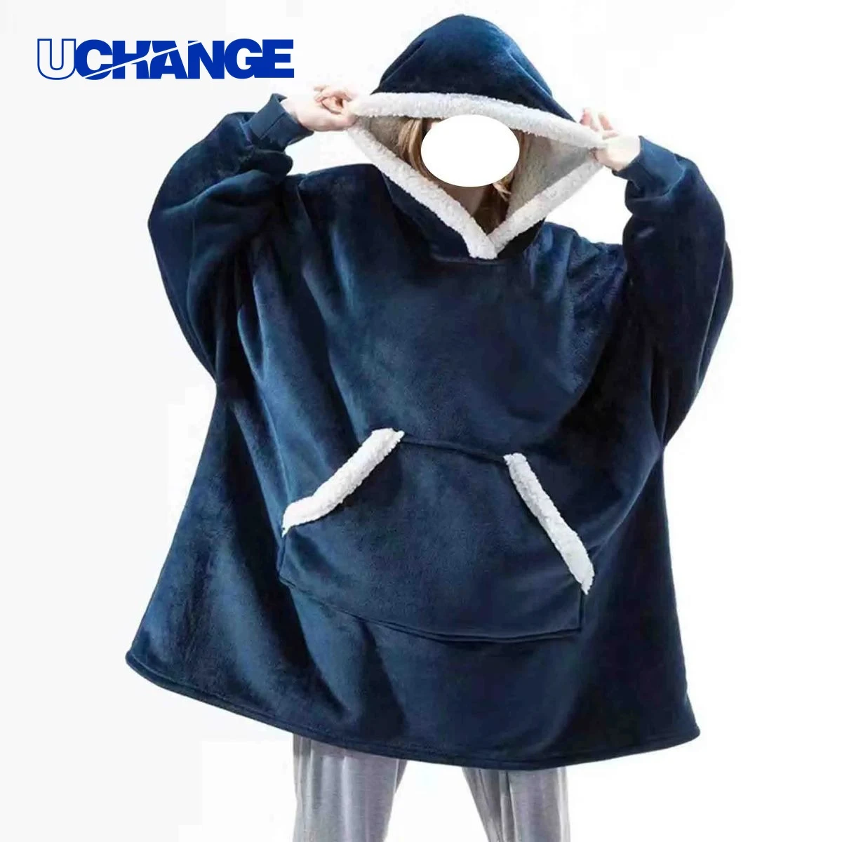Oversized Sherpa Wearable Blanket Hoodie, custom hoodie or sweatshirt with logo imprint 1