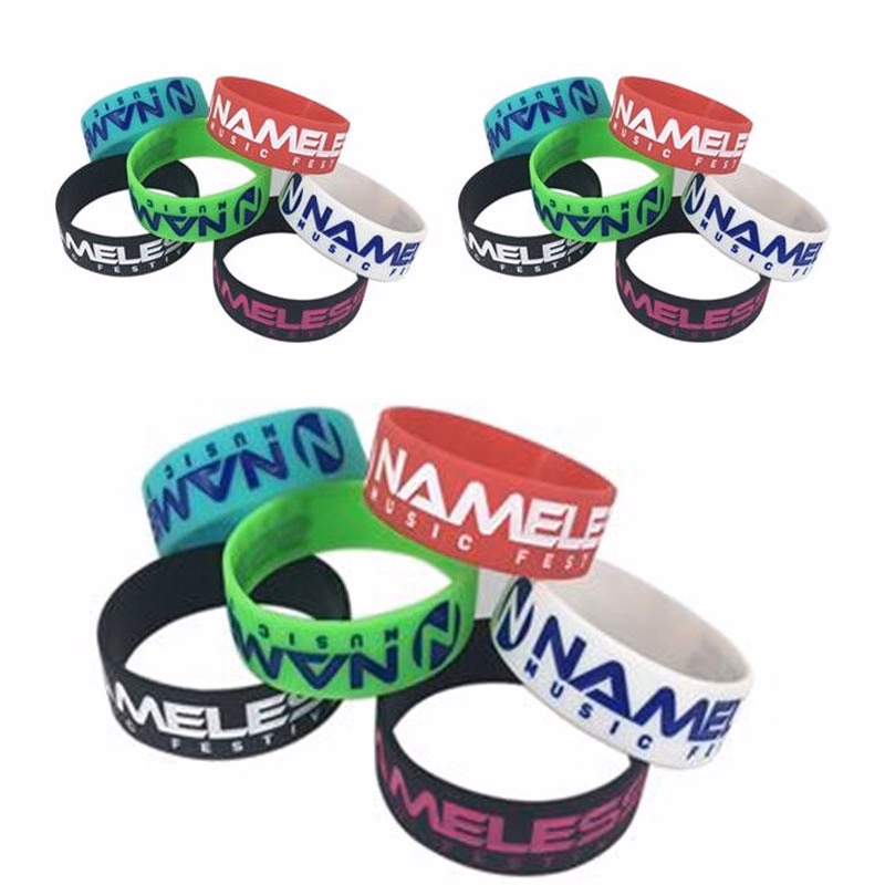 3/4 Inch Debossed Silicone Wristband w/ Color Filled