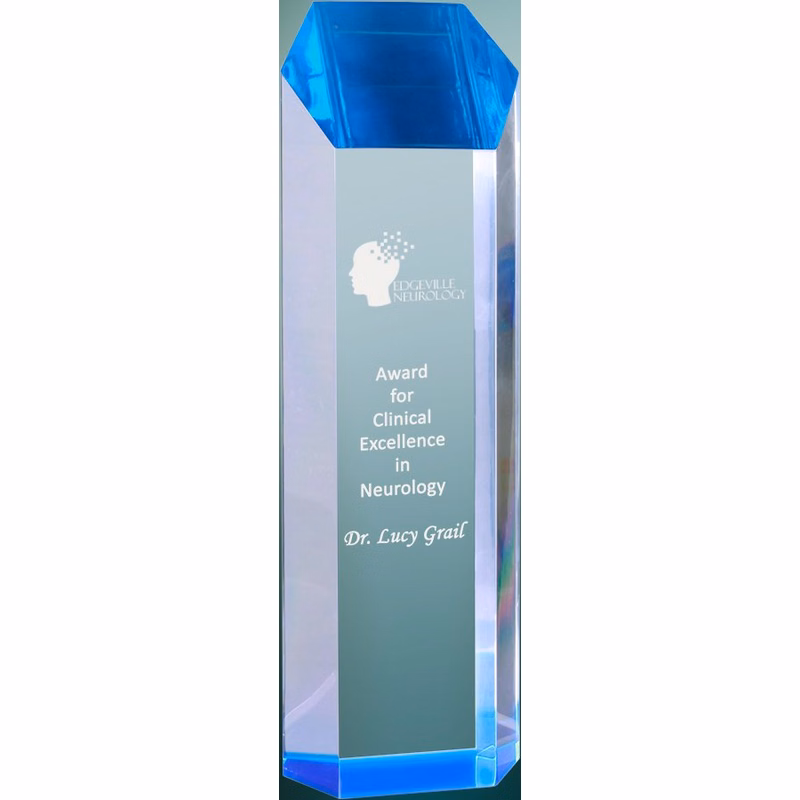 3" x 10" Blue Tower Acrylic Award