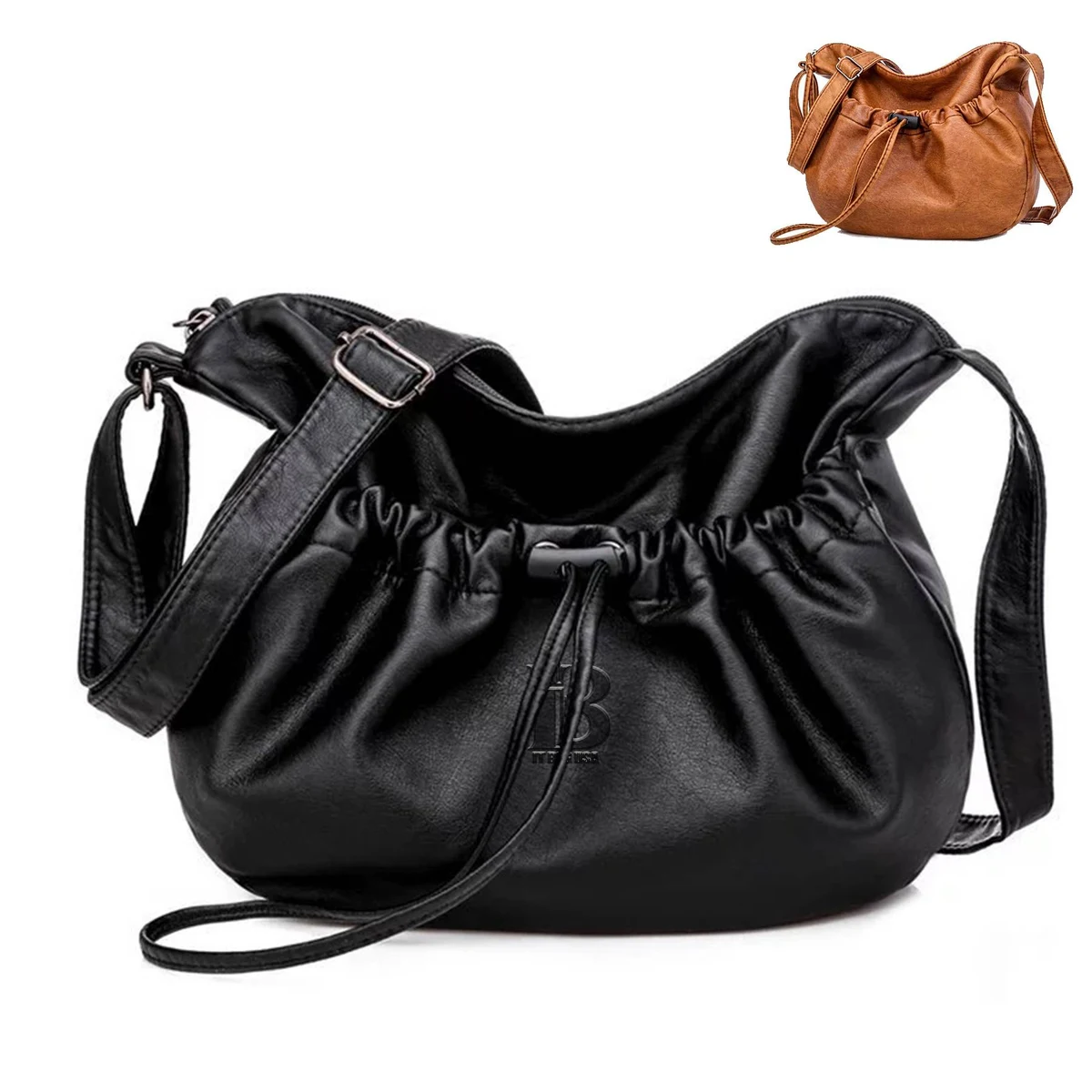 PU Leather Crossbody Drawstring Bags for women 1