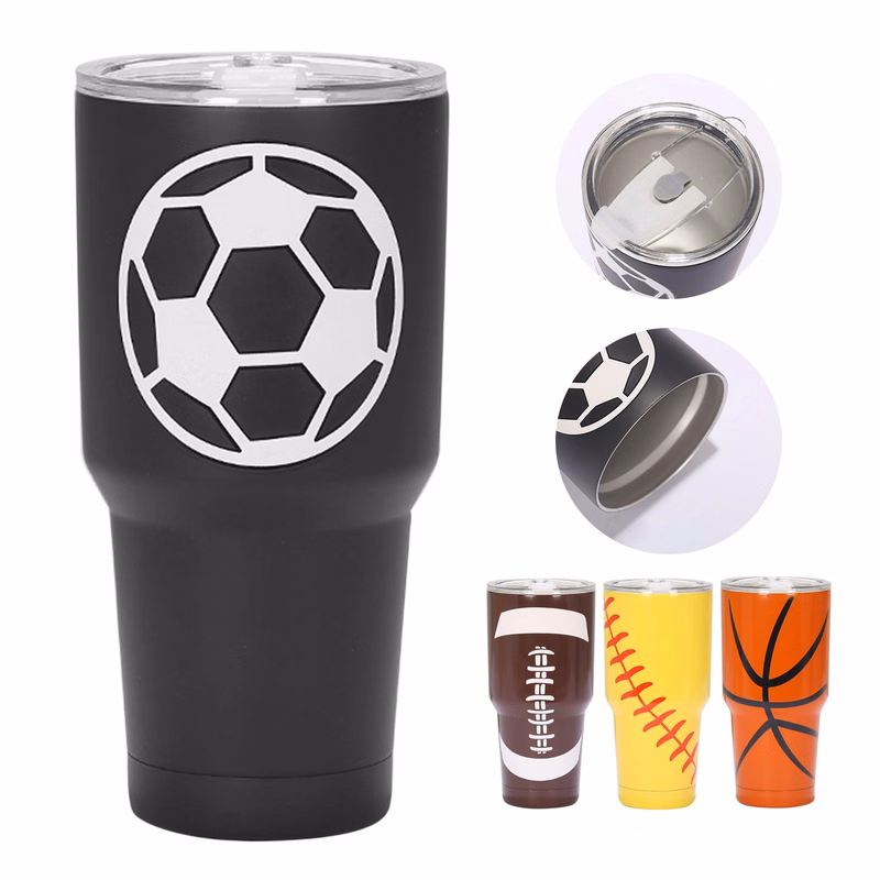 30Oz Football Tumbler Double Wall Insulated Coffee Cup