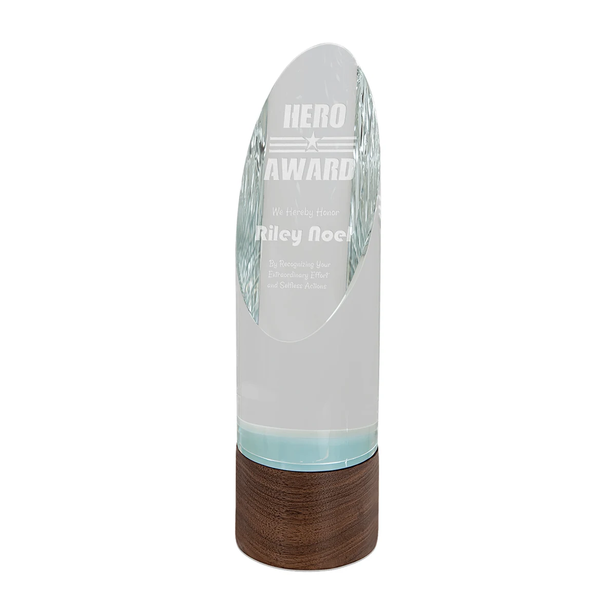 9 3/4" Cylinder Sierra Glass Award with Walnut Base 1