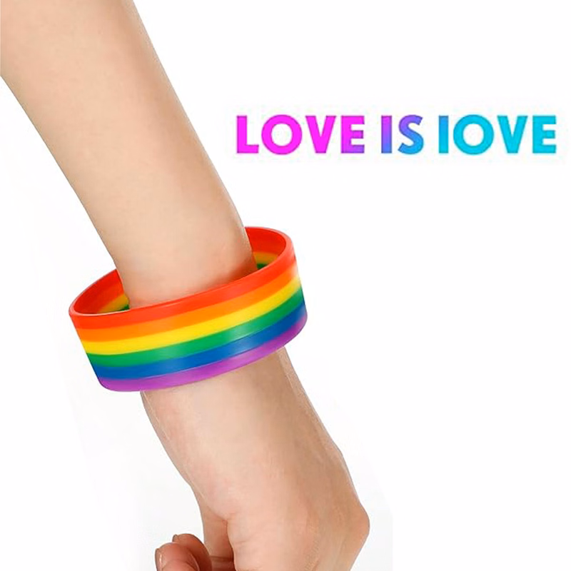 Rainbow Stretch Silicone Wristband Bracelets(NON-Light Up)
