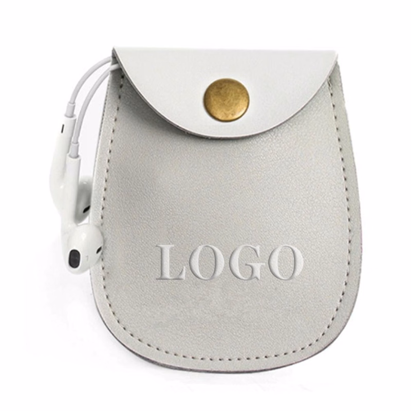 Leather Ear Bud Pouch Coin Change Bag