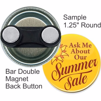 Bar Double Magnet 1 1/4 Inch Round Button