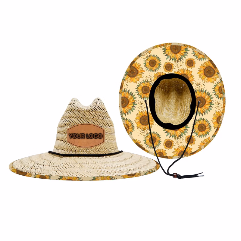 Custom Logo Wide Brim Sun Straw Hat