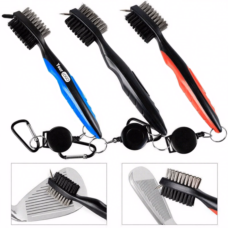 Dual-Sided Golf Club Cleaning Brush With Clip