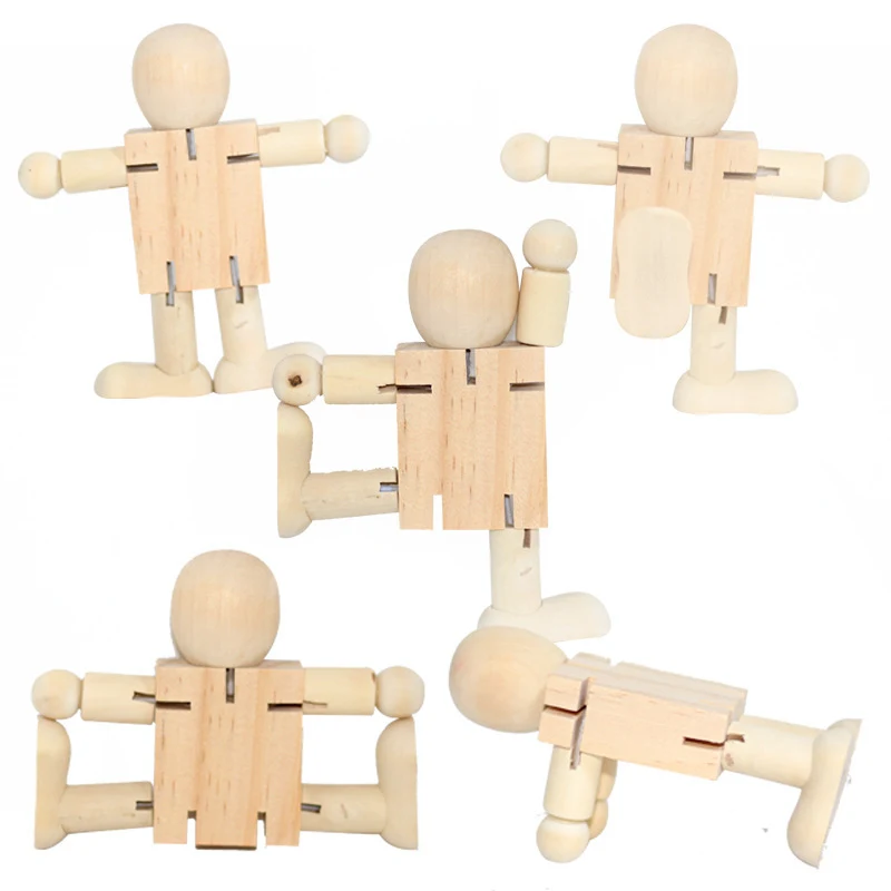 MOQ 500 Mini Cute Wood Robot for DIY Projects 1