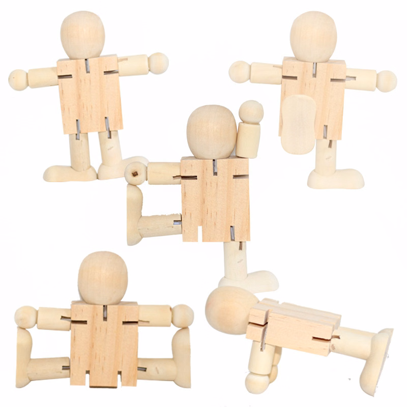 MOQ 500 Mini Cute Wood Robot for DIY Projects
