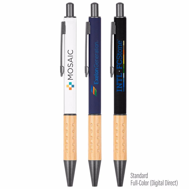 The Gosford Gunmetal Click-Action Ballpoint Pen with Bamboo