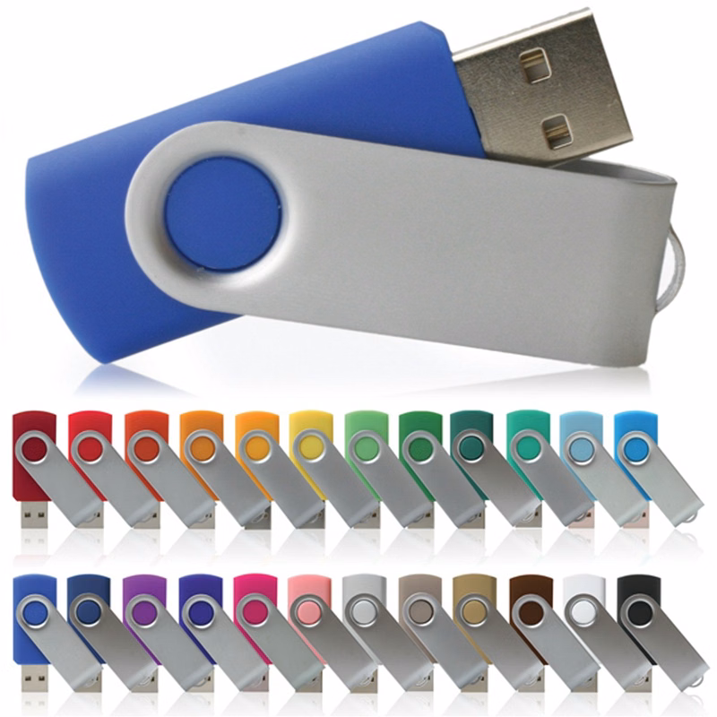 Plastic USB Flash Drive W/ Metal Swivel Cover (16GB)
