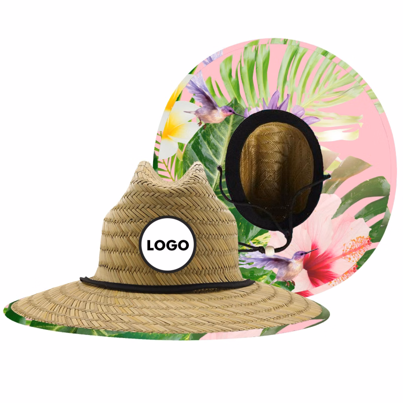 Lifeguard Hollow Straw Hat With Custom Patch