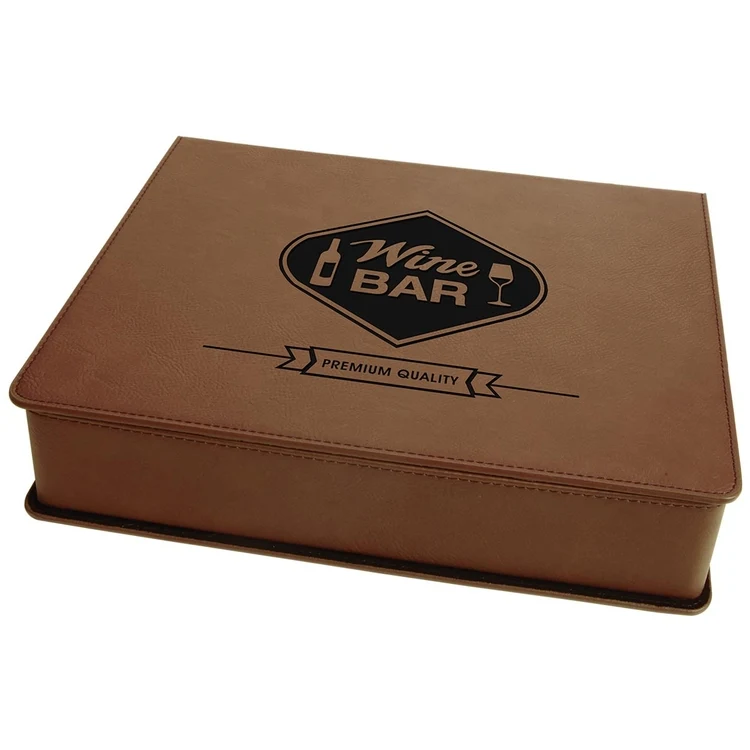 Dark Brown Leatherette 5-Piece Wine Tool Set 1