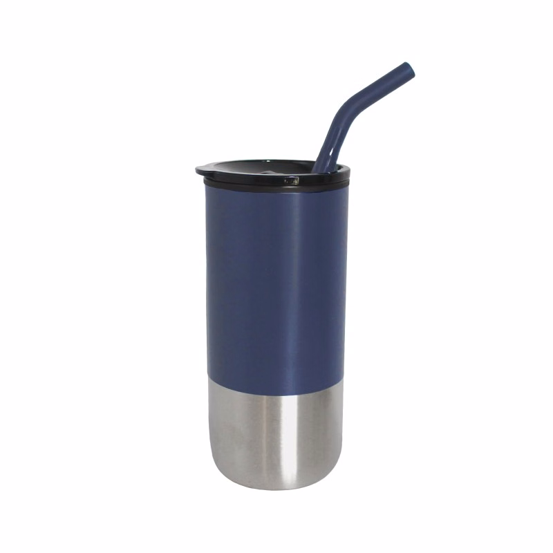 Vacuum Stainless Steel Tumbler with Straw, 18 oz.