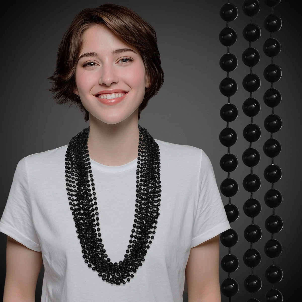Black Metallic Beaded Necklace 1