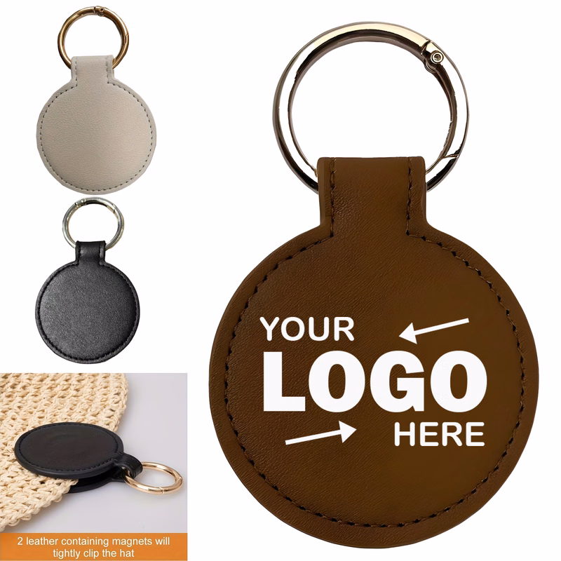 Customized Circular PU Leather Magnetic Cap Clip