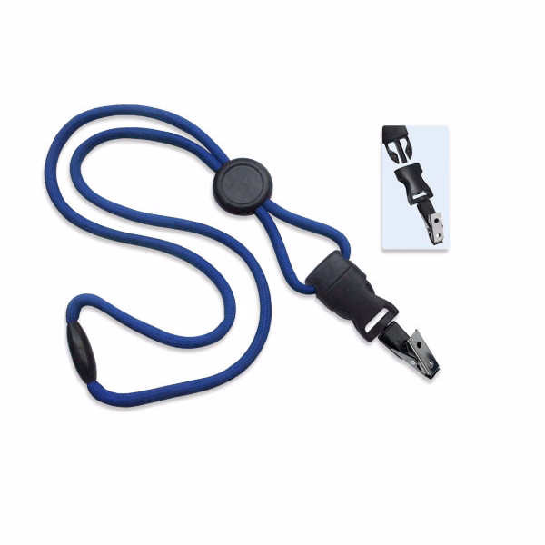 1/4" Blank Detachable Lanyard w/Round Slide & Bulldog Clip (Royal Blue)