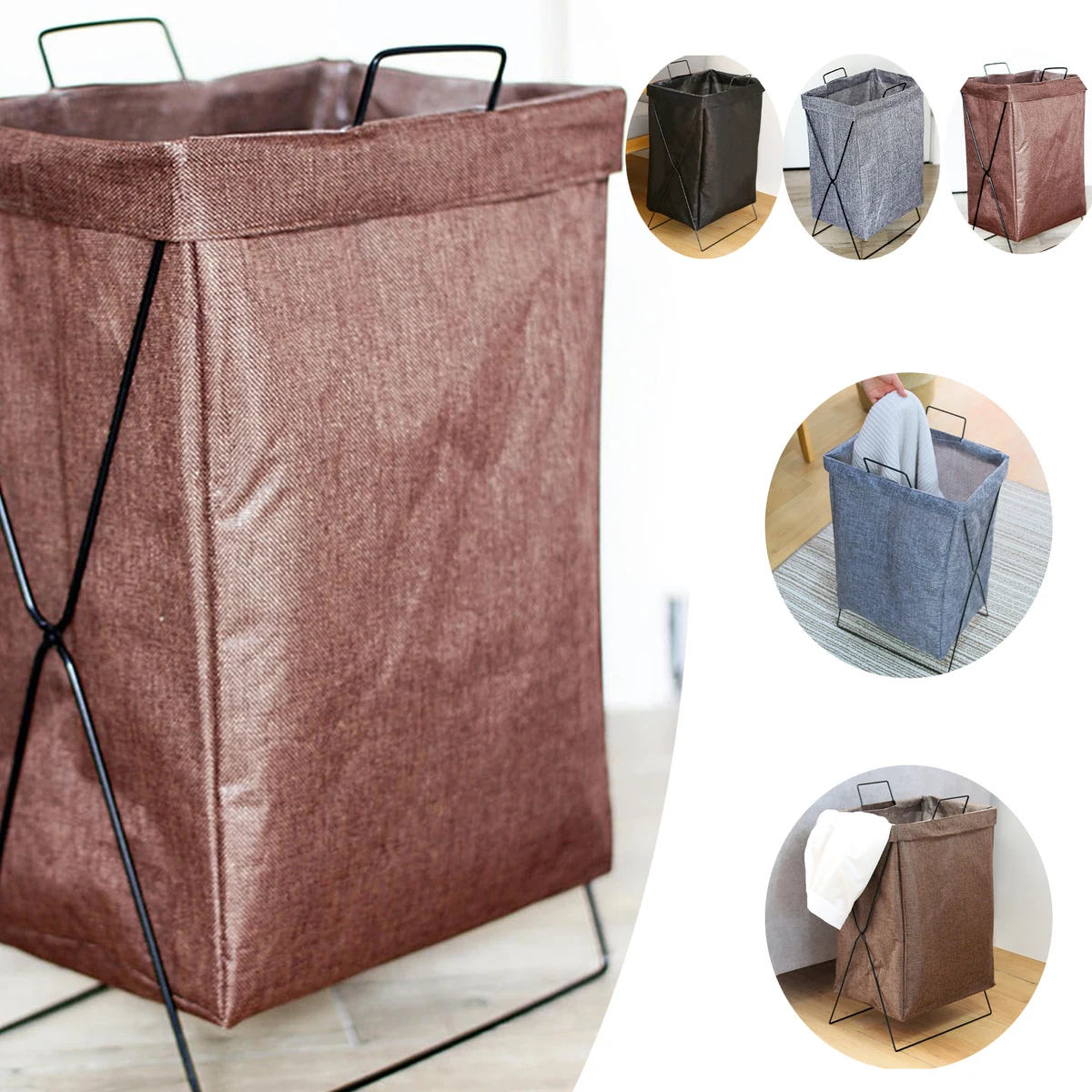 Thickened Iron Frame Dirty Clothes Basket 1