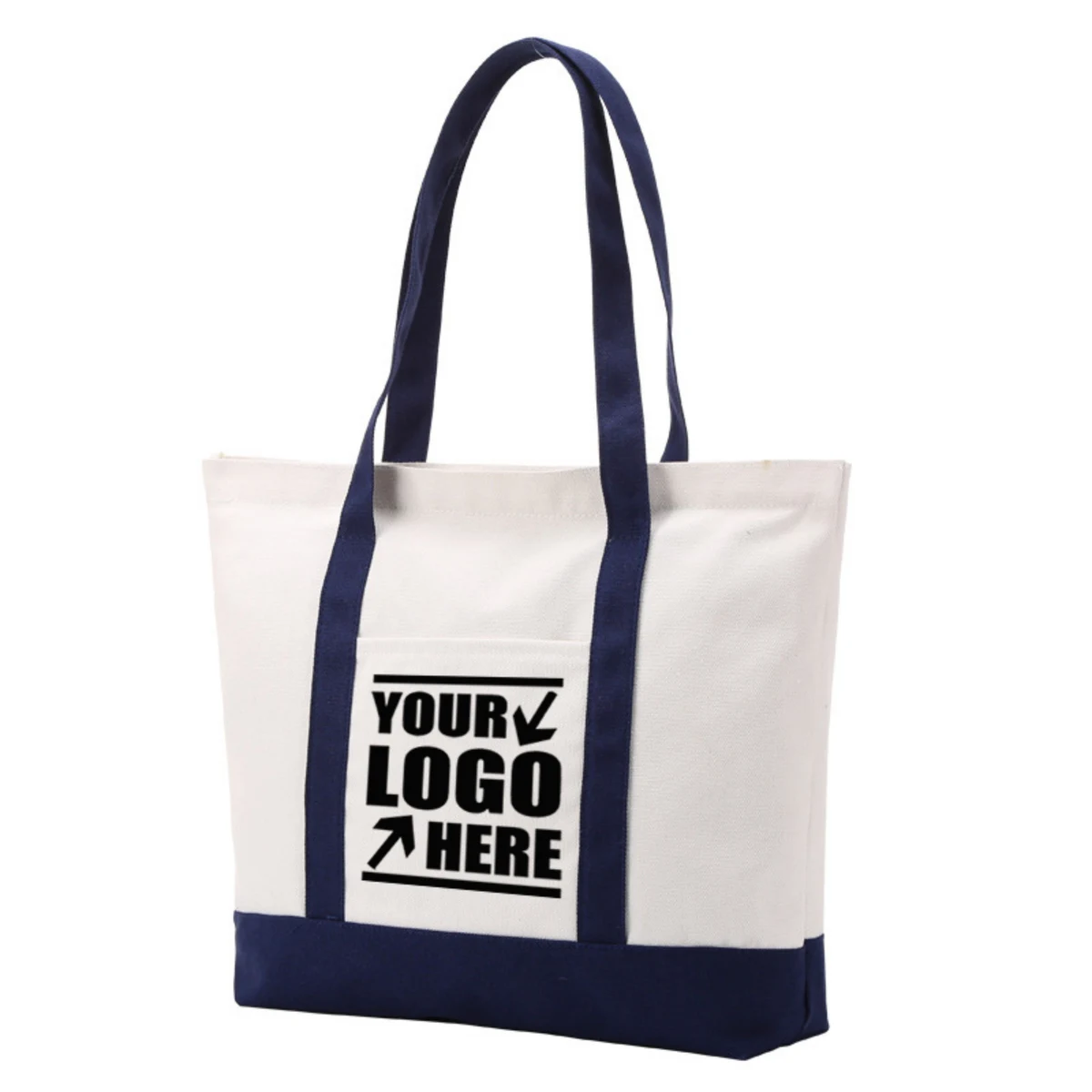Large Capacity Canvas Portable Tote Bag, custom tote bag with logo imprint 1