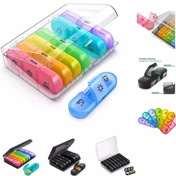 Mini portable light-proof plastic pill weekly storage box