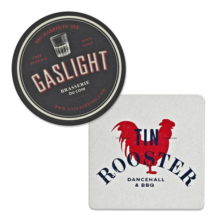 80 Point. 3.5" Pulp Board Coaster - Round or Square 1