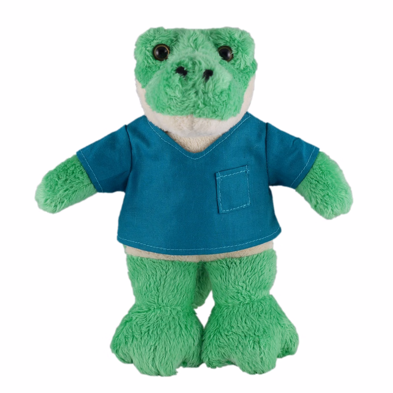 Soft Plush Stuffed Alligator in scrub shirt