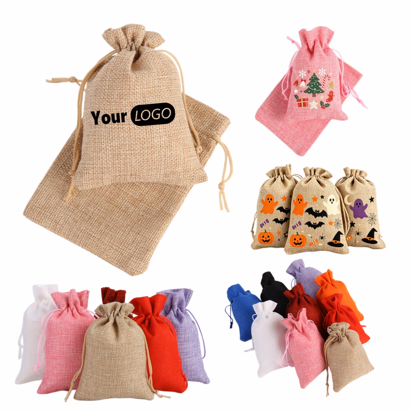 Custom Holiday Drawstring Gift Bags