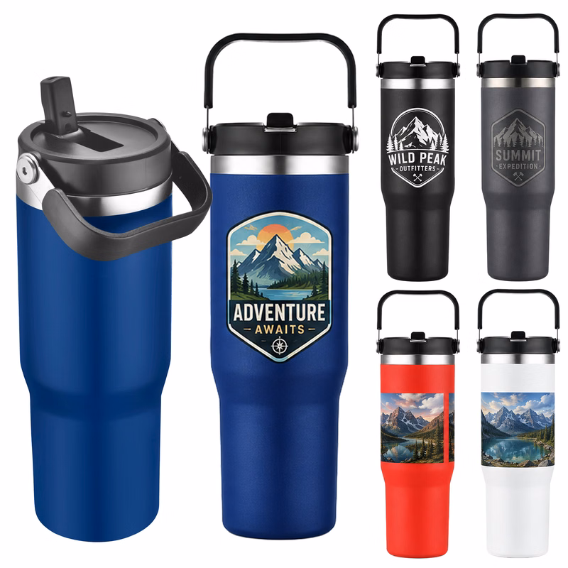 30 oz. Vacuum Insulated Tumbler W/ Handle SS Liner & Built-In Straw