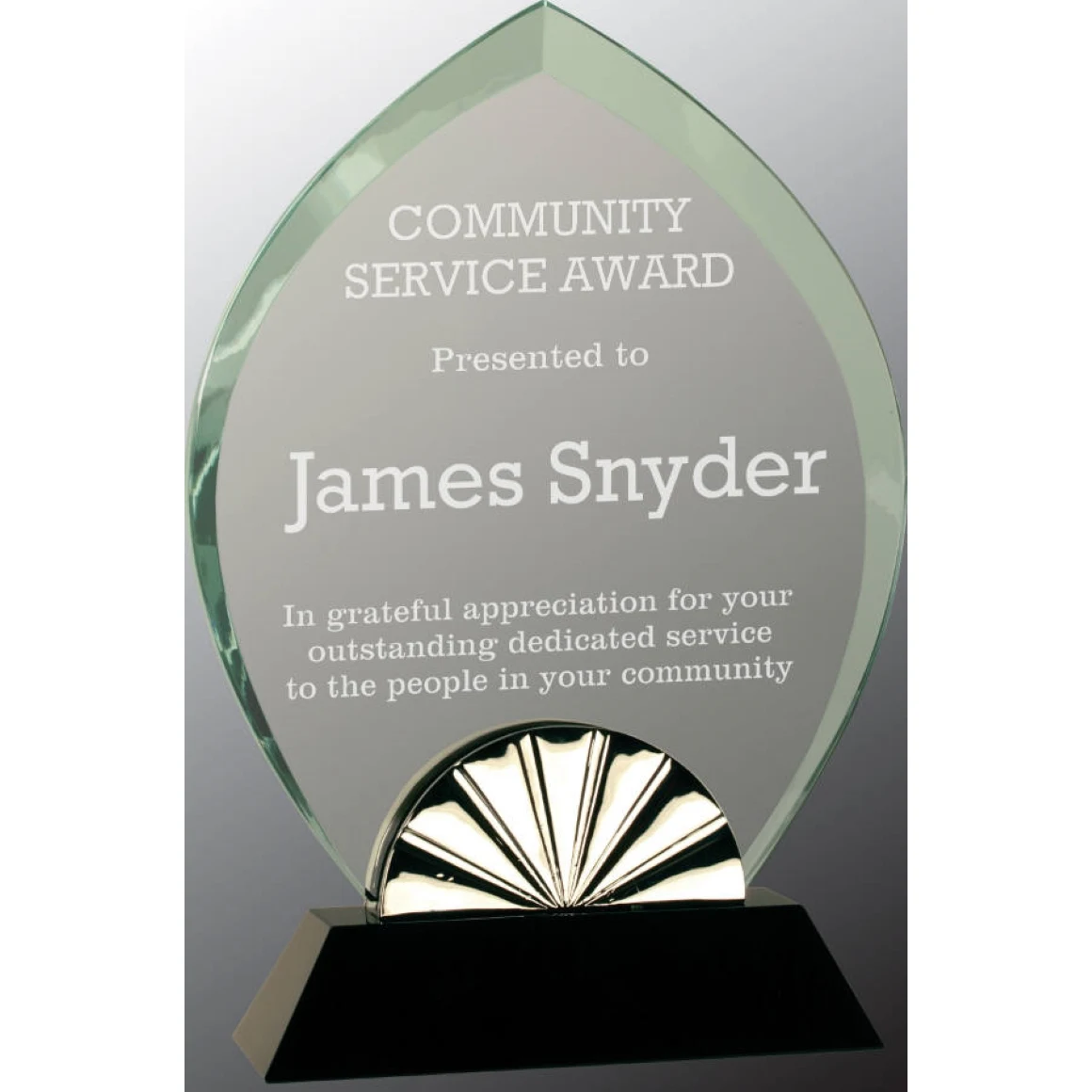 9" Oval Horizon Glass Award with Black Base 1