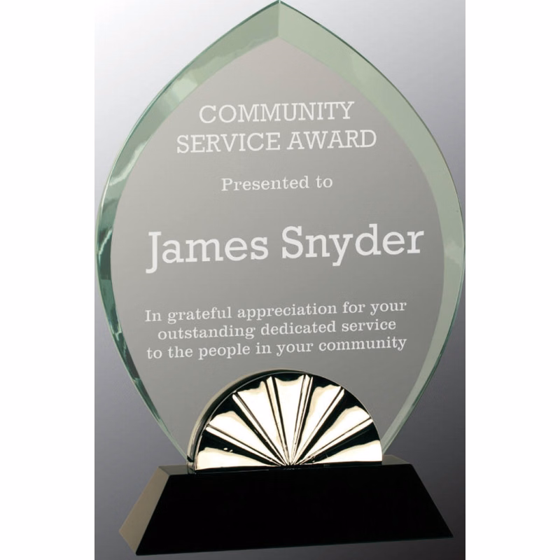 9" Oval Horizon Glass Award with Black Base