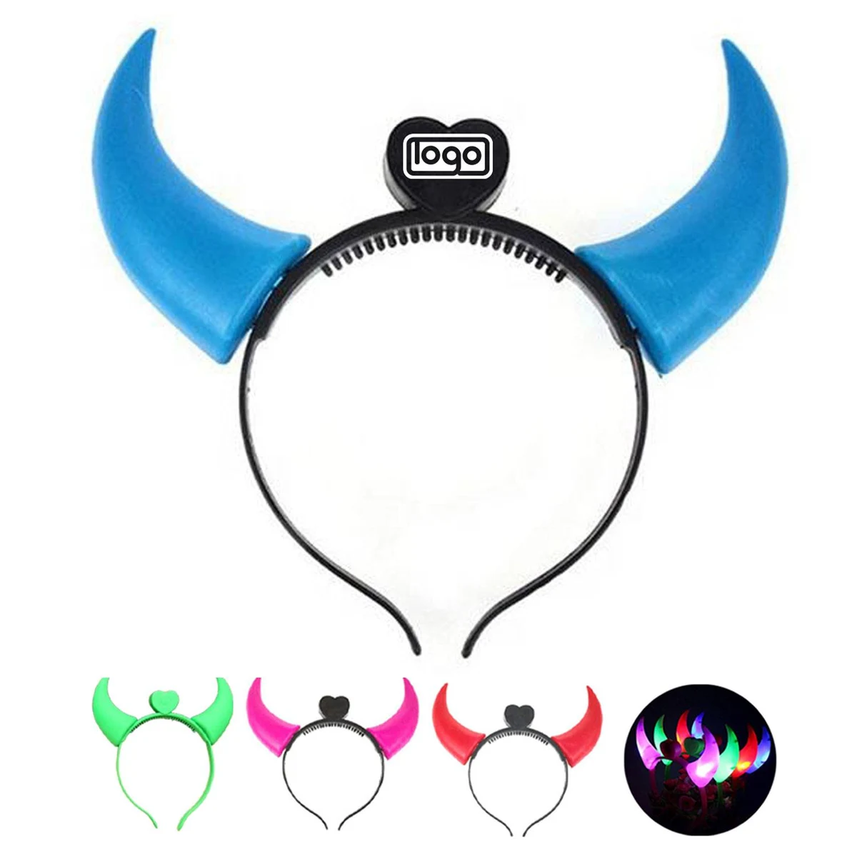 Halloween LED Devil Horns Light-Up Headband 1