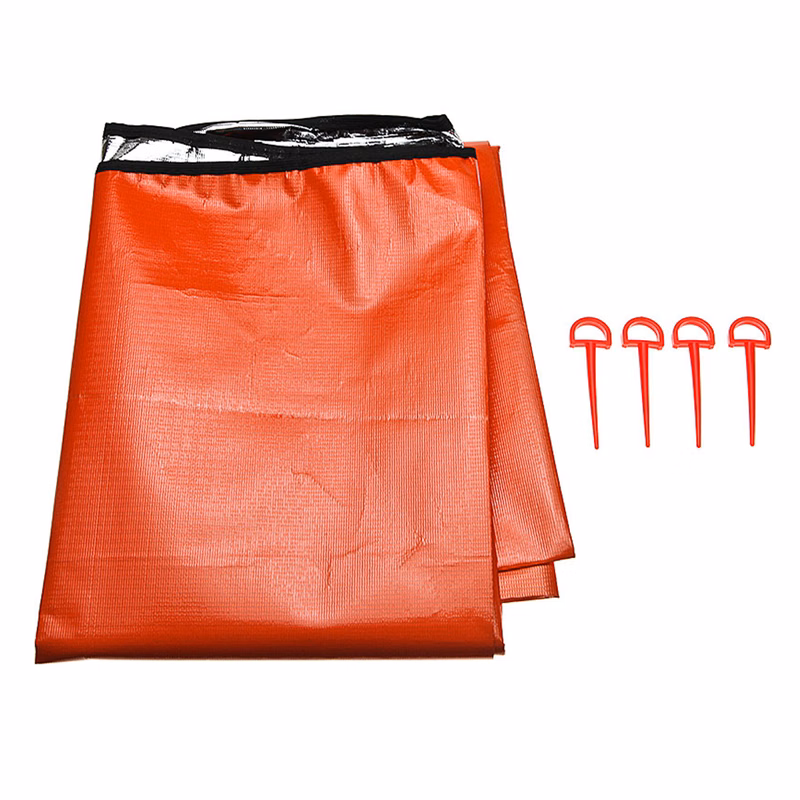 60" x 82" Extra Thick Double Sided Thermal Reflective Blanket with 4 Stales (Bright Orange)