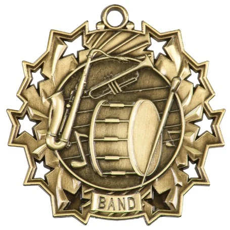 Band Ten Star Medal, 2-1/4" 1