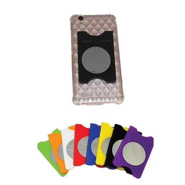 Custom Silicone Phone Wallet with Stainless Steel Mirror — Card Holder & Compact 1