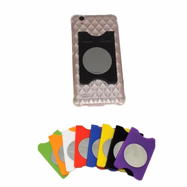 Custom Silicone Phone Wallet with Stainless Steel Mirror — Card Holder & Compact