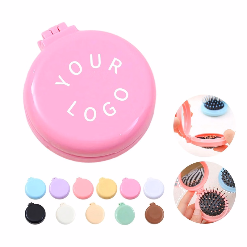 Air Cushion Folding Mirror Comb with Custom Logo for Travel