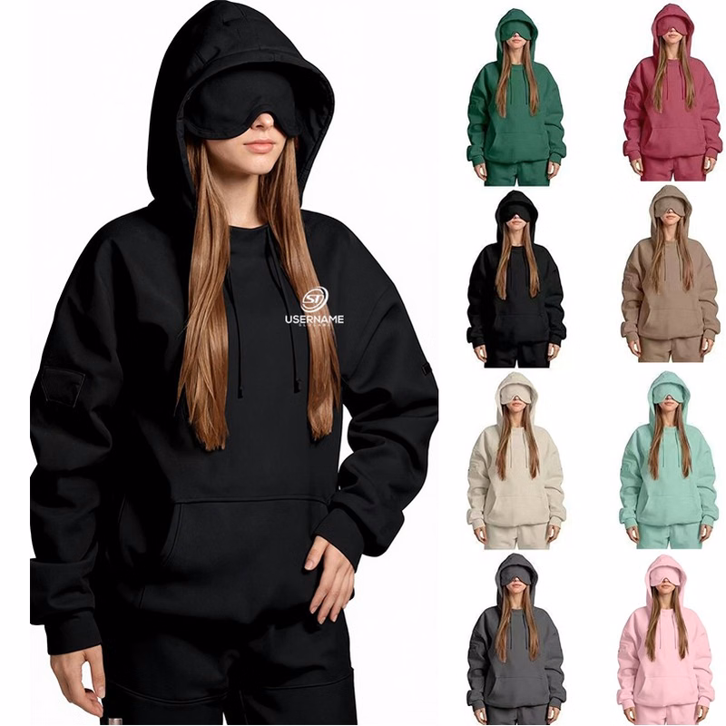 Unisex Polyester Hoodie With Eye Mask