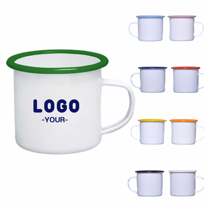 12oz White Enameled Steel Cup
