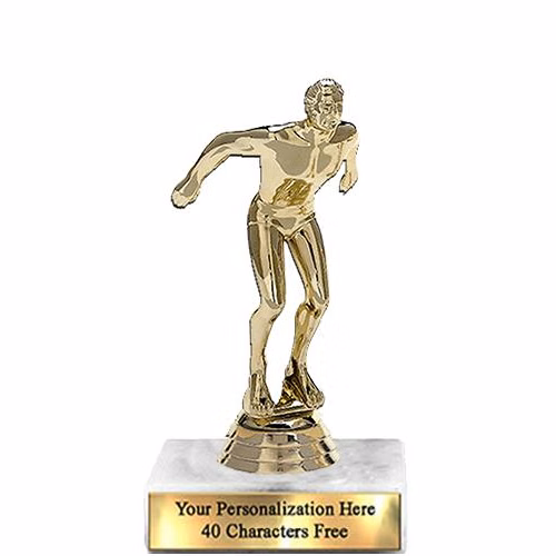 Trophy: 7", 2x3 white marble base, Swimming Male G