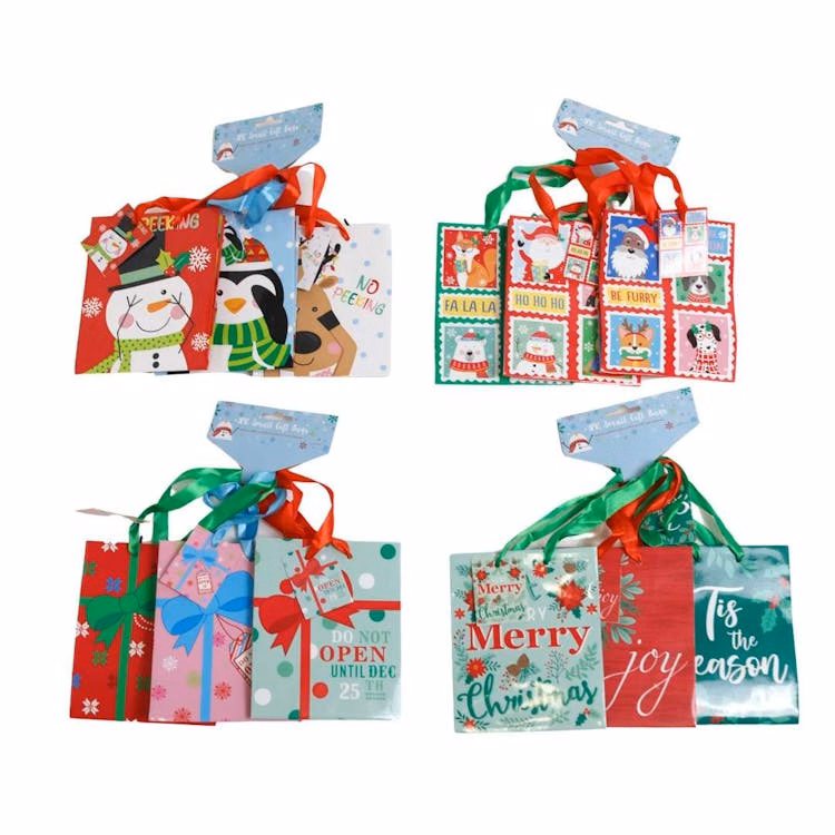Christmas Gift Bags 3 Pack 5.25" x 2.25" x 4.25" - Assorted