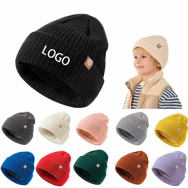 Winter Outdoor Fleece-Lined Knitted Hat For Children