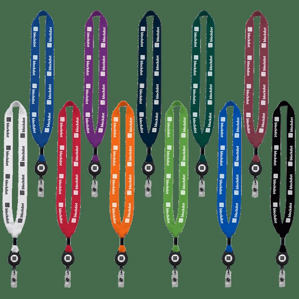 3/4" Cotton Lanyard with Metal Crimp & Retractable Badge Reel