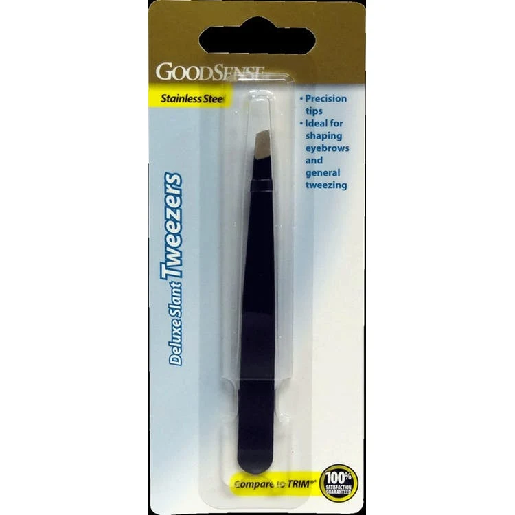 GoodSense Slant Tip Tweezers - Stainless Steel Black 1