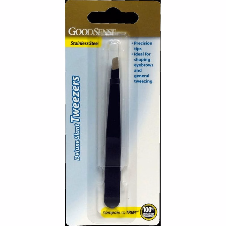 GoodSense Slant Tip Tweezers - Stainless Steel Black