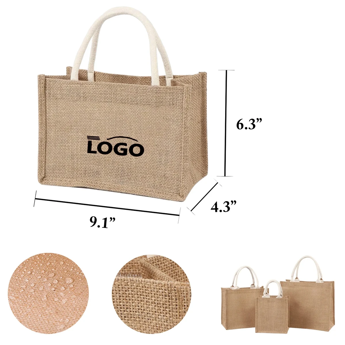 Jute Handbag, custom tote bag with logo imprint 1