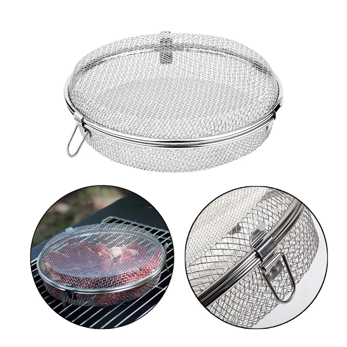 Round Lockable BBQ Grill Basket 1