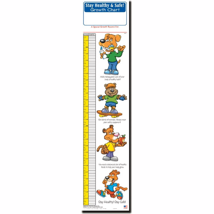 Stay Healthy and Safe Growth Charts - Ages 2-12 5' Tall